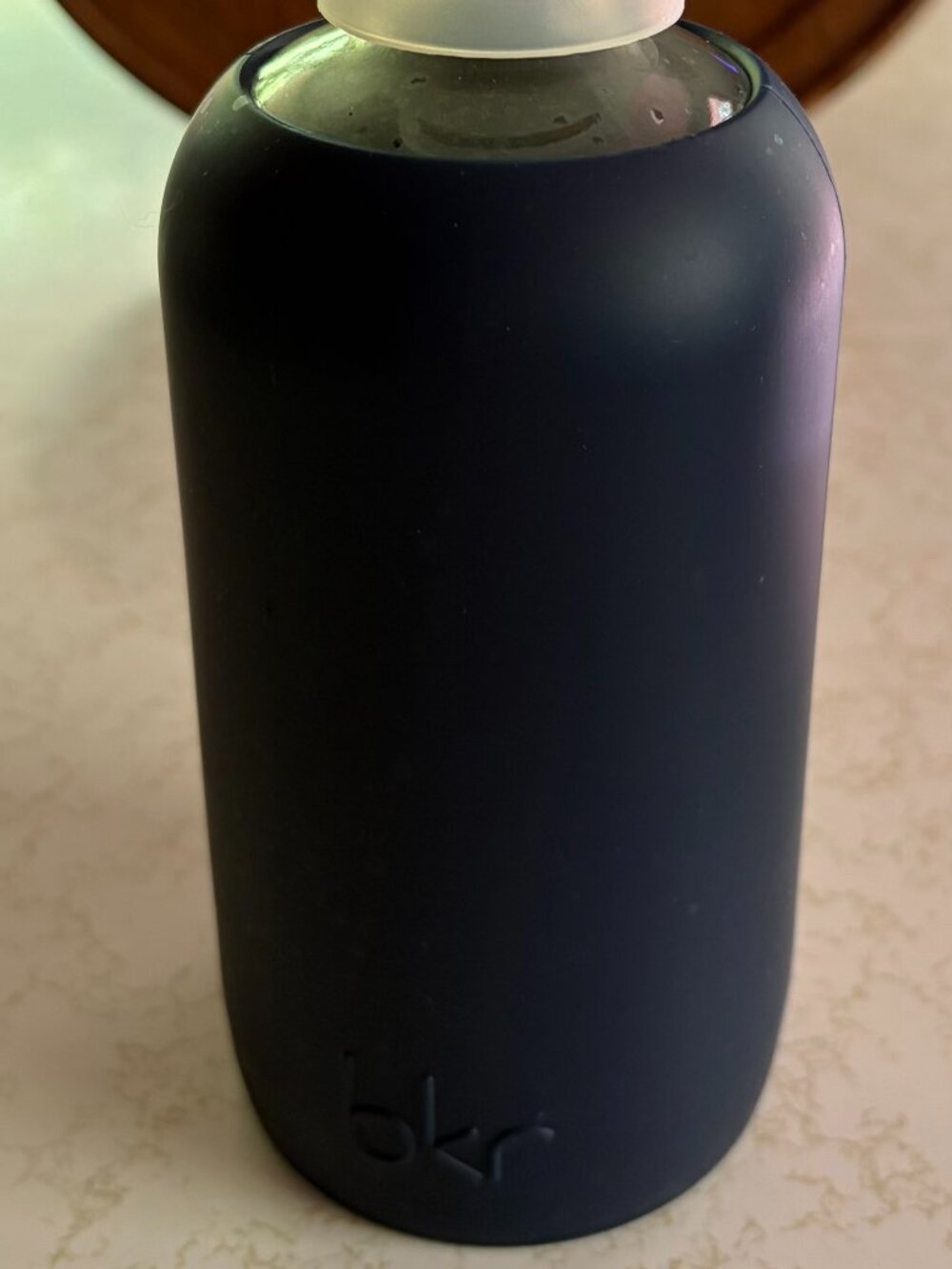 Bkr Navy Little Glass Silicone Water Bottle 500 mL